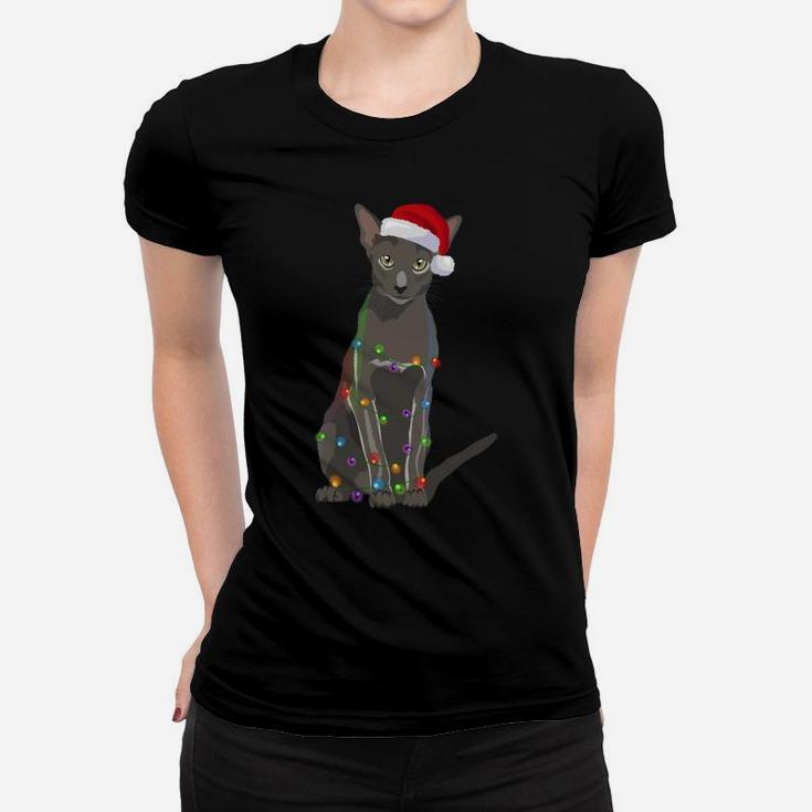 Oriental Shorthair Christmas Lights Xmas Cat Lover Sweatshirt Women T-shirt