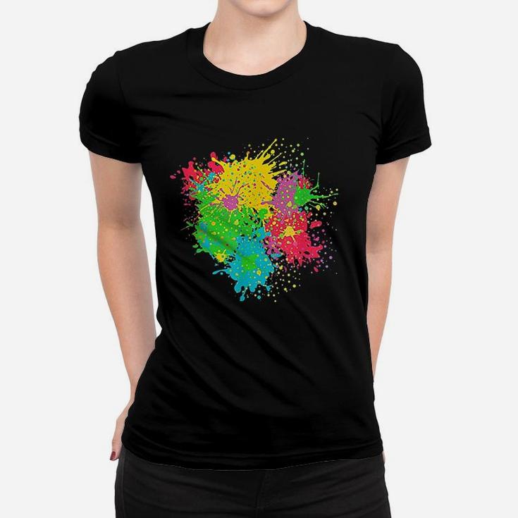 Paint Splashes Splatter Abstract Colourful Design Women T-shirt