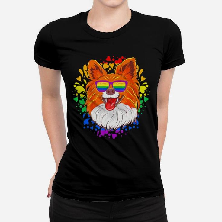 Papillon Dog Lgbt Rights Gay Pride Awareness Month Women T-shirt