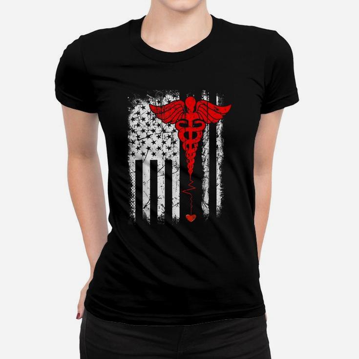 Patriot Apparel Nurse Thin Red Line American Flag Women T-shirt