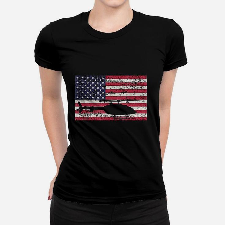 Patriotic Bell 407 Helicopter American Flag Women T-shirt