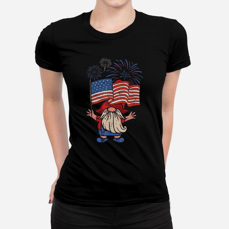 Patriotic Gnome 4Th Of July American Flag Independence Day Women T-shirt