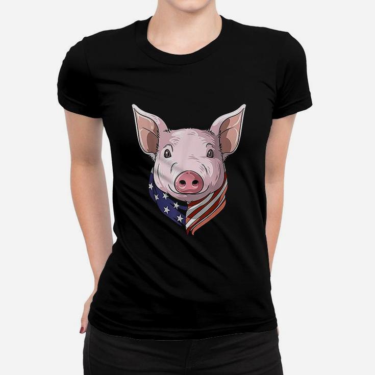 Patriotic Pig American 4th Of July Pig USA American Flag Women T-shirt