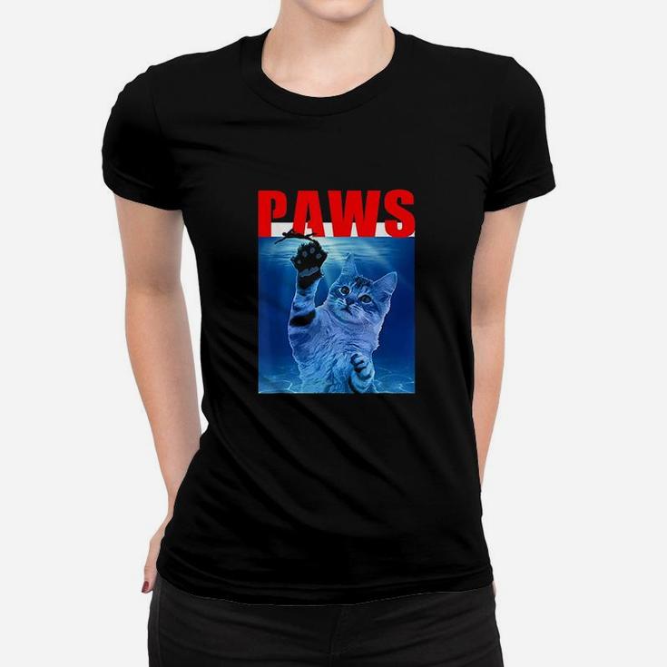 Paws Funny Cat Arody For Shark And Cat Lovers Women T-shirt