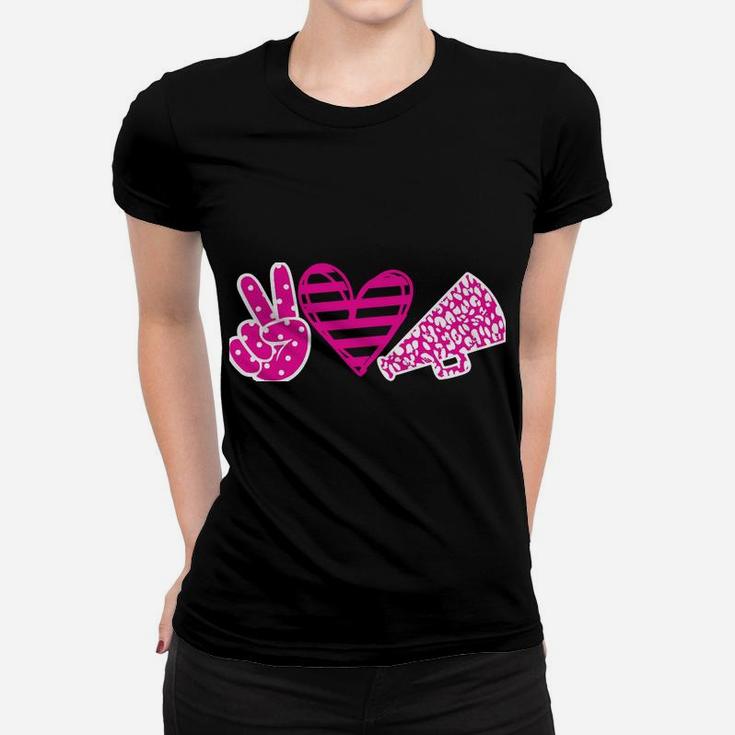 Peace Love Cheer Cheerleader Teen Girls Funny Cheerleading Women T-shirt