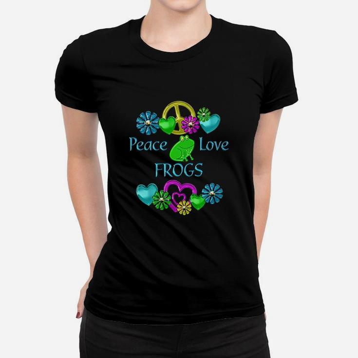 Peace Love Frogs Women T-shirt