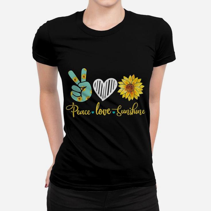 Peace Love Sunshine Summer Flower Heart Graphic Women T-shirt