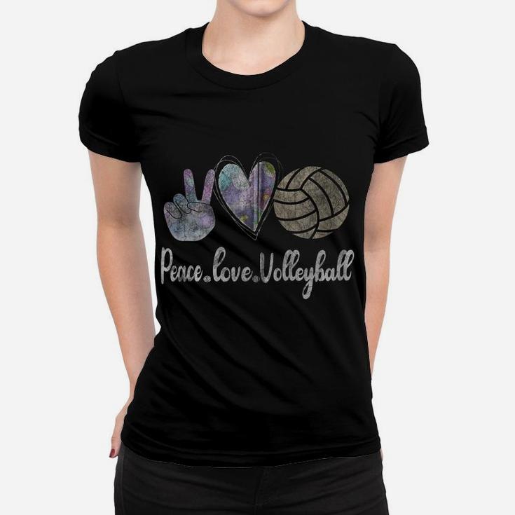 Peace Love Volleyball Cute Design For Women Teen Girls Zip Hoodie Women T-shirt