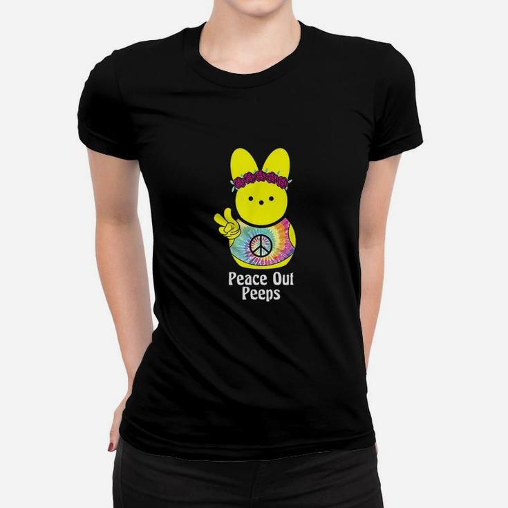 Peace Out Peeps Easter Tie Dye Hippie Bunny Gift Women T-shirt