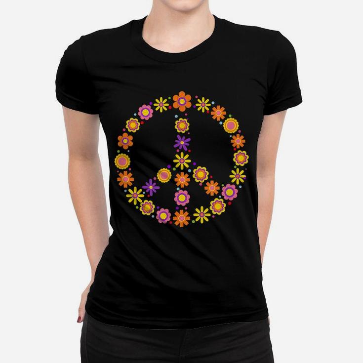 Peace Sign Flower Hippie Costume 60S 70S Women T-shirt