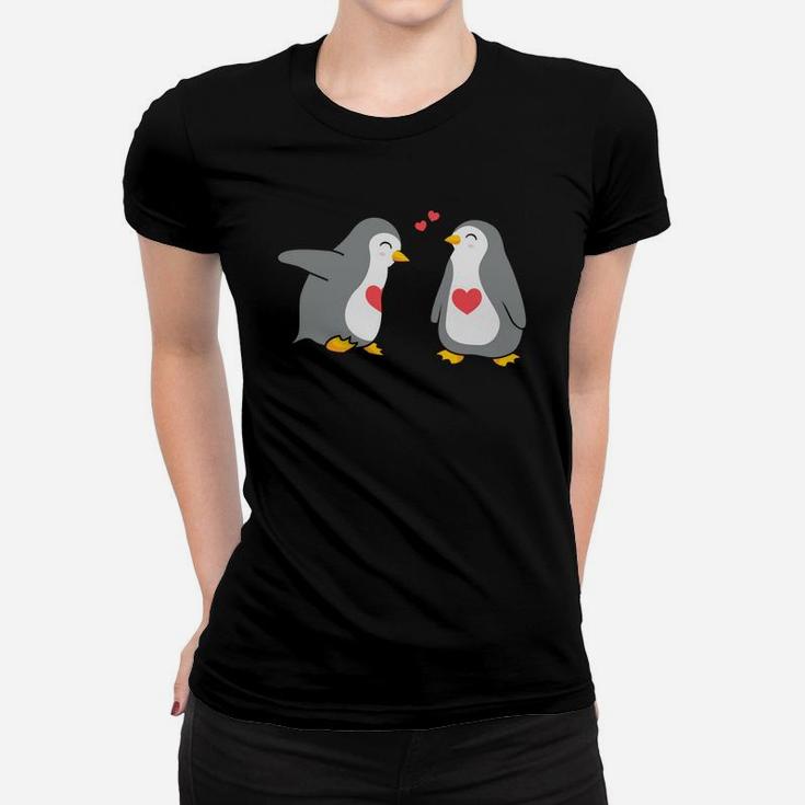 Penguin Couple In Love Valentine Gift Happy Valentines Day Women T-shirt