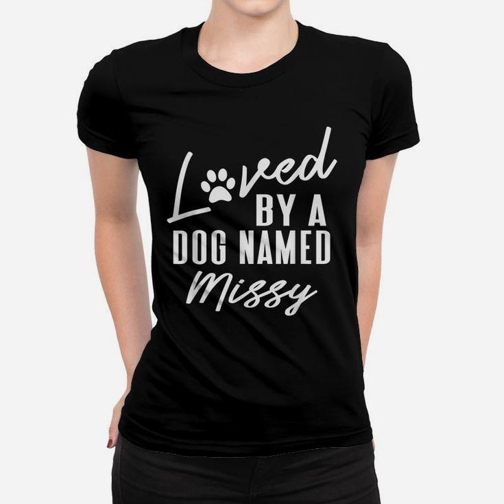 Personalized Dog Name Missy Gift Pet Lover Paw Print Women T-shirt