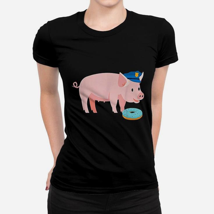 Pig Cop And Donut Women T-shirt