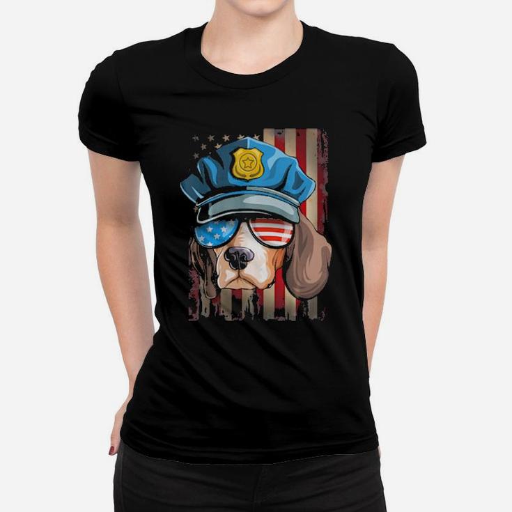Police Beagle 4Th Of July Funny Women T-shirt