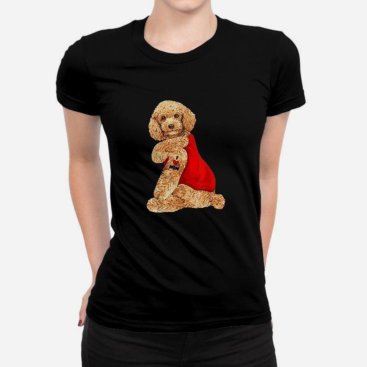 Poodle Dog I Love Mom Tattoo Lover Funny Gift Women T-shirt