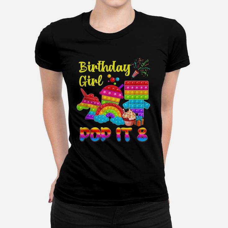 Pop It 8 Birthday Girl Pop Party Graphic Unicorn Gift Girls Women T-shirt