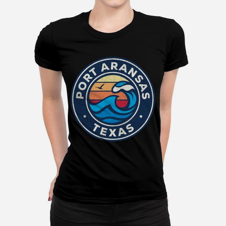 Port Aransas Texas Tx Vintage Nautical Waves Design Women T-shirt