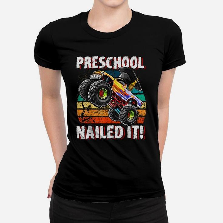Preschool Monster Truck Retro Graduation Cap Gift For Boys Women T-shirt