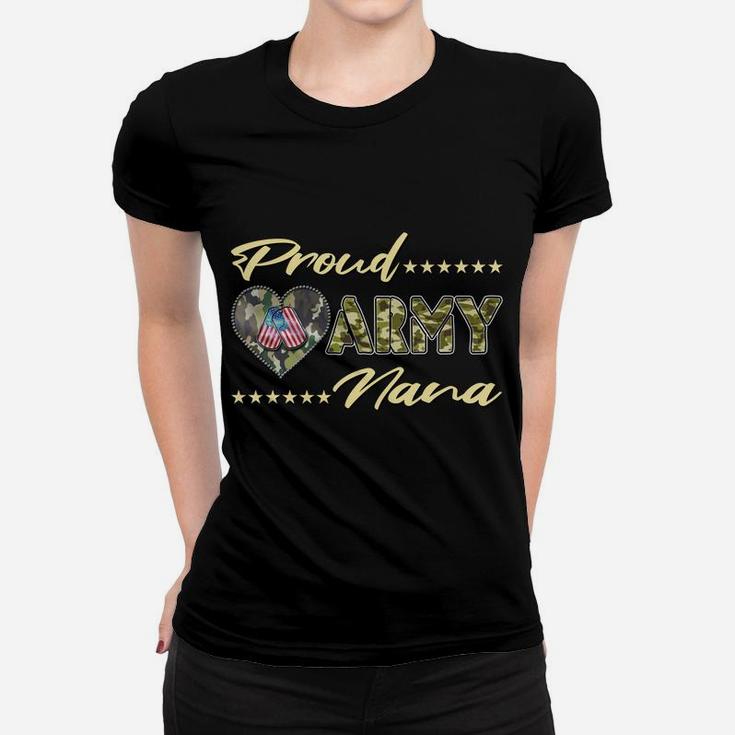 Proud Army Nana Us Flag Dog Tag Military Grandma Family Gift Sweatshirt Women T-shirt