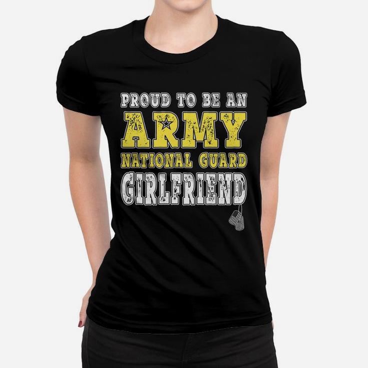 Proud Army National Guard Girlfriend Us Flag Military Couple Women T-shirt