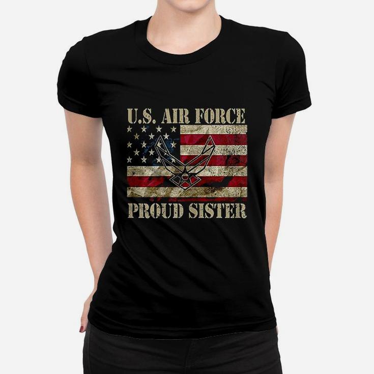 Proud Sister Us Air Force Vintage Usa Flag Retro Girls Women T-shirt