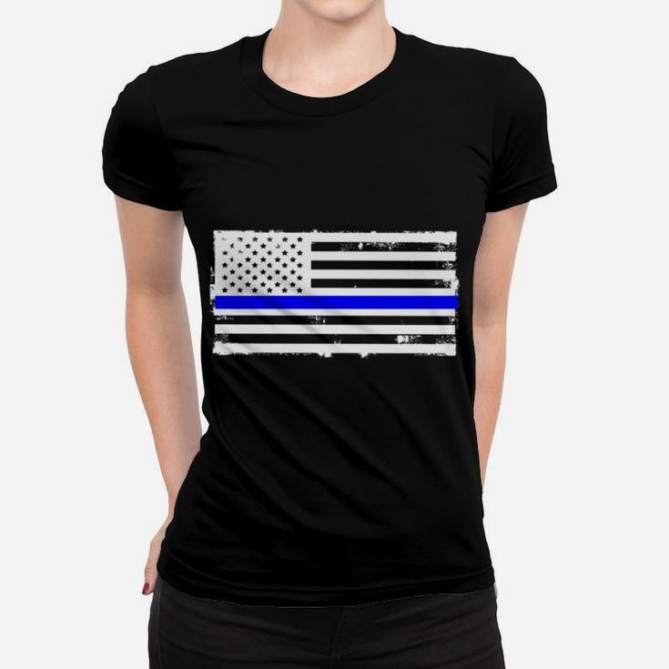 Proud State Trooper Mom Mother Thin Blue Line American Flag Women T-shirt