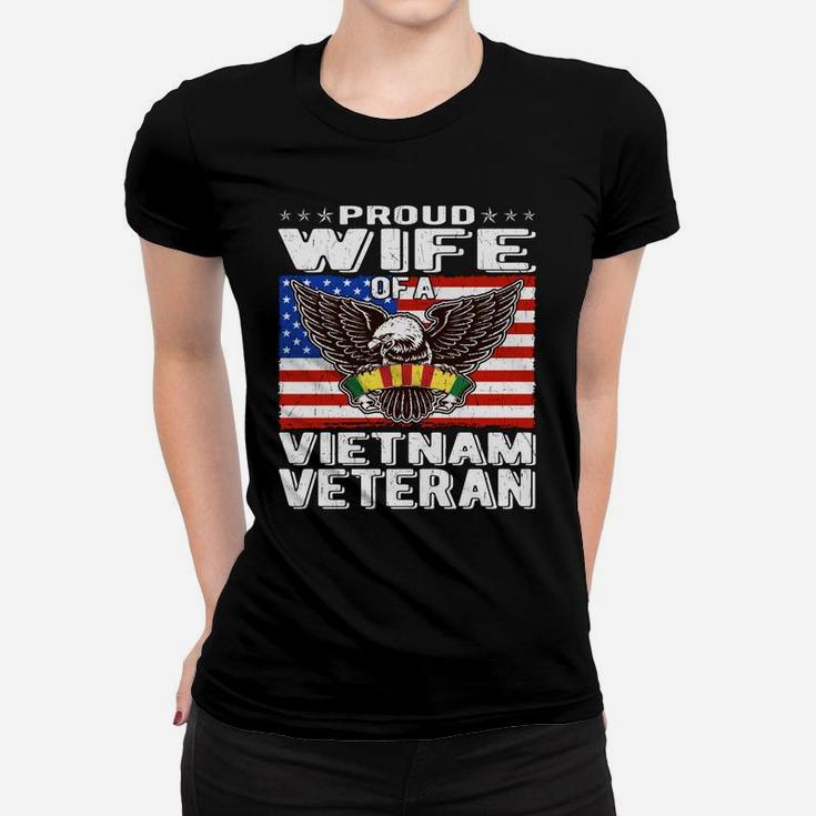 Proud Wife Of Vietnam Veteran Patriotic Military Spouse Gift Women T-shirt
