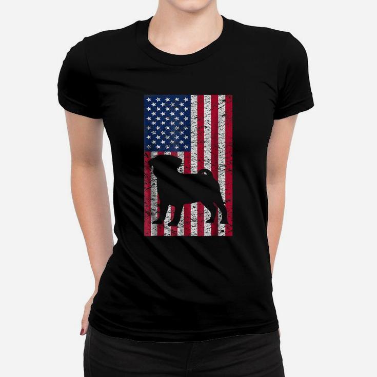 Pug Dog Puppy T-Shirt Veteran Gift Usa Flag Patriot Pugs Women T-shirt