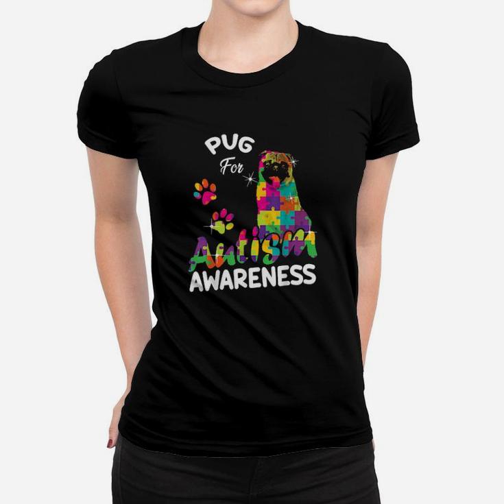 Pug For Autism Awareness Puzzle Pieces Pug Women T-shirt