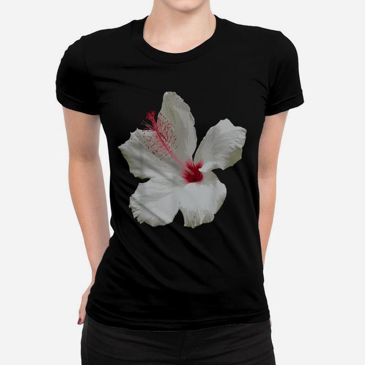 Pure White Hibiscus Tropical Flower Vector Women T-shirt