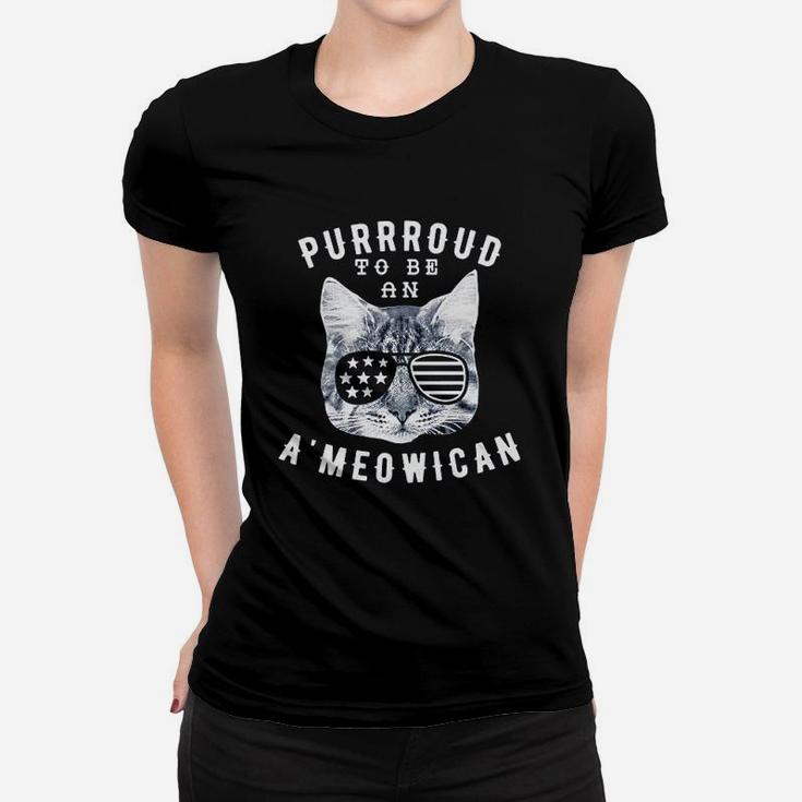 Purroud To Be An Ameowican Funny 4Th Of July Cat Women T-shirt