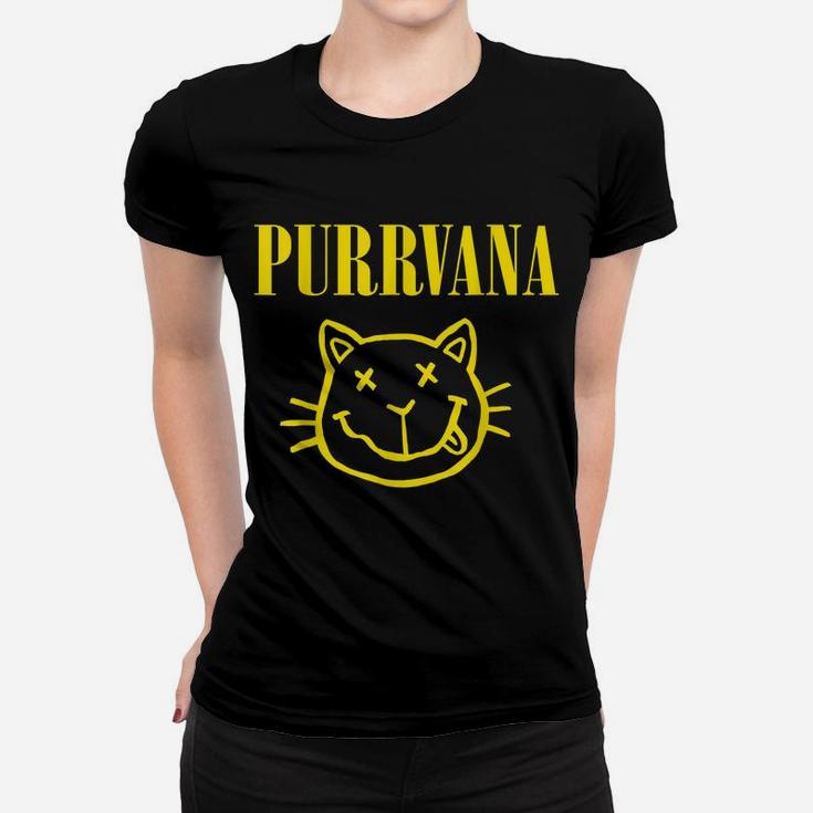 Purrvana Funny Rock Music Band Gift Shirt For Cat Lovers Women T-shirt