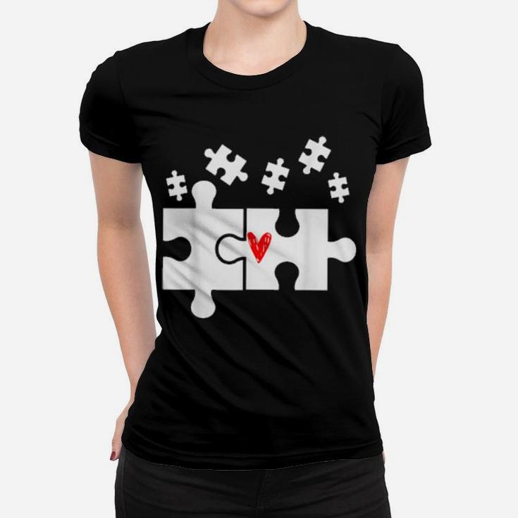 Puzzle Game Heart Love Valentines Day Heart Game Women T-shirt