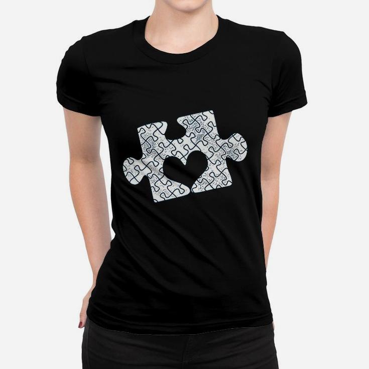 Puzzle Piece Heart Awareness Women T-shirt