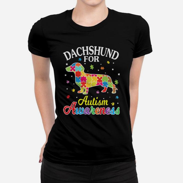 Puzzles Game Body Dog Dachshund For Autism Awareness Women T-shirt
