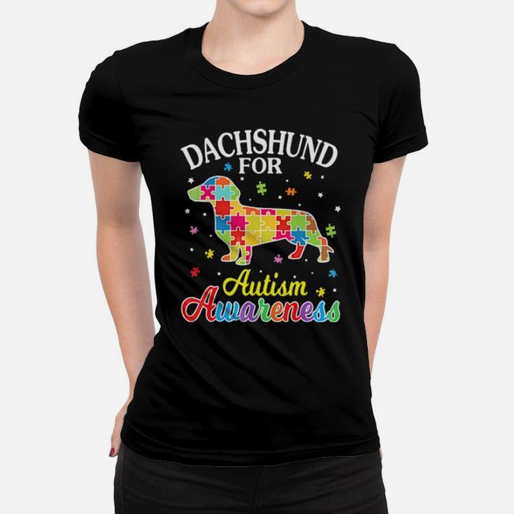 Puzzles Game Body Dog Dachshund For Autism Awareness Women T-shirt