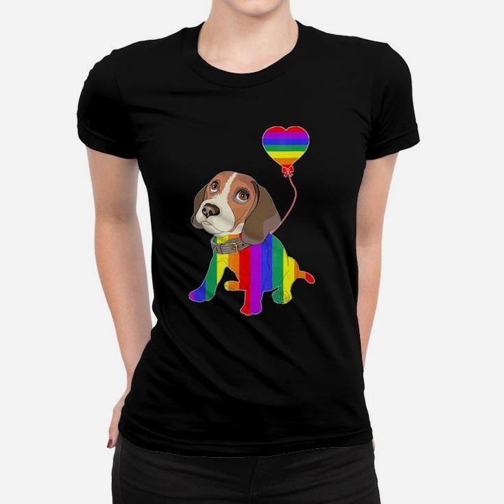 Rainbow Beagle Unicorn Pride Lgbt Gay Lesbian Women T-shirt