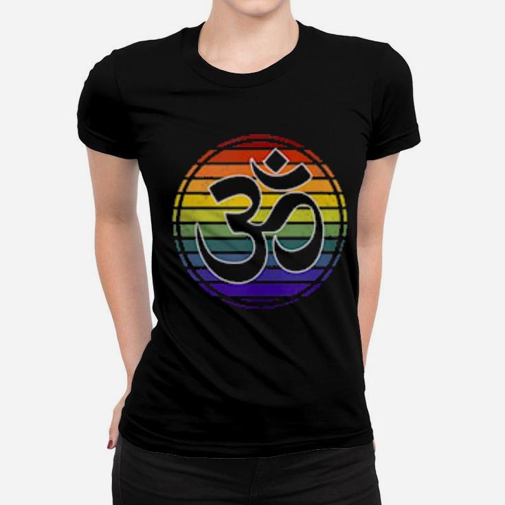 Rainbow Gay Pride Yoga Om Symbol Aum Meditation Namaste Love Women T-shirt