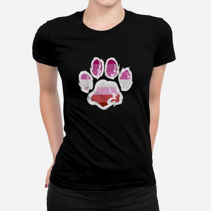 Rainbow Lesbian Pride Furry Dog Paw Print Lgbt Women T-shirt