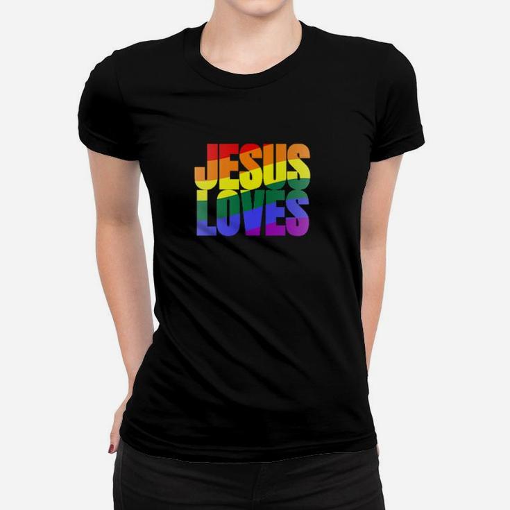 Rainbow Pride Gay Christian Lgbtq  Jesus Loves Women T-shirt