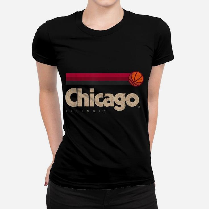 Red Chicago Basketball B-Ball City Illinois Retro Chicago Women T-shirt