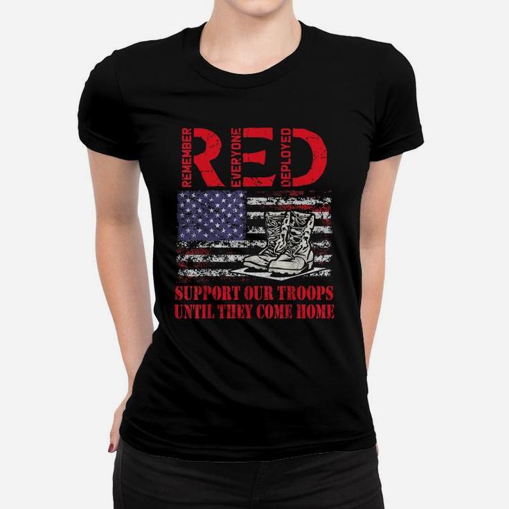 Red Friday Military Support Our Troops Us Flag Army Navy Women T-shirt