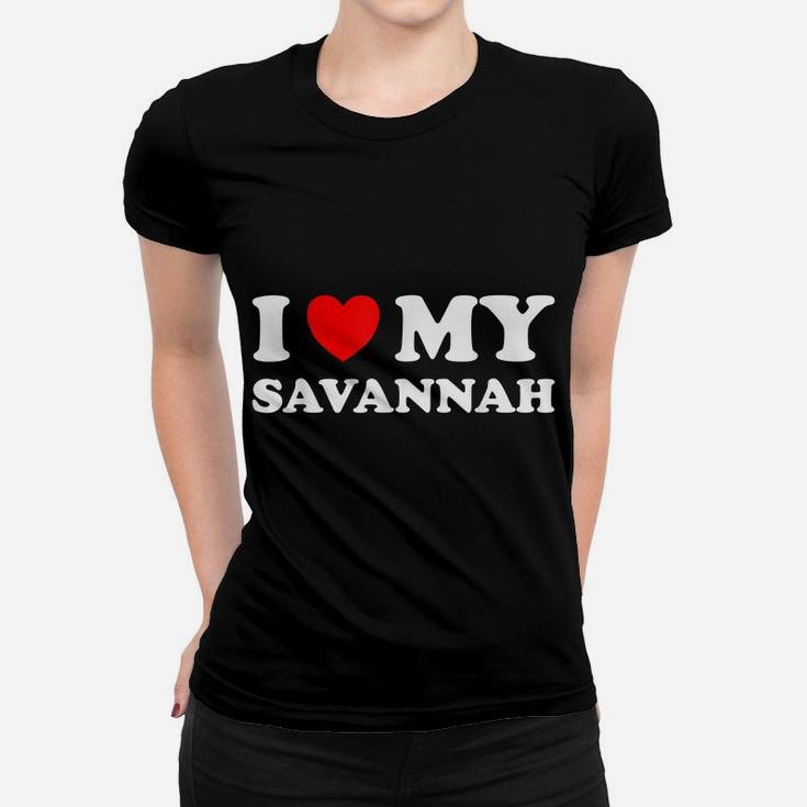 Red Heart I Love My Savannah Cat Lovers Women T-shirt
