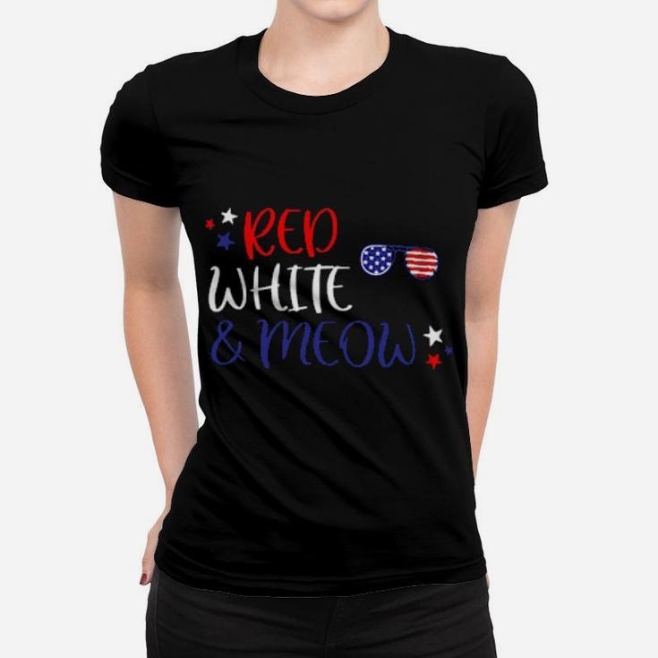 Red White And Meow 4Th Of July Women T-shirt