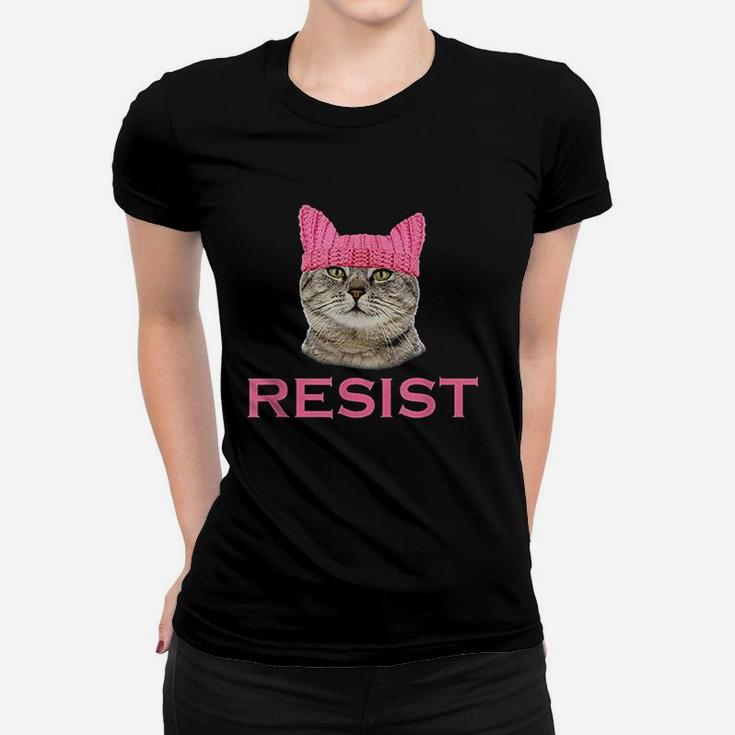 Resist Persist Protest March Cat Hat Women T-shirt