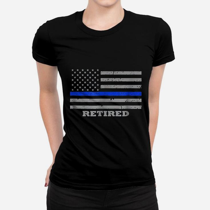 Retired Police Officer American Flag Women T-shirt