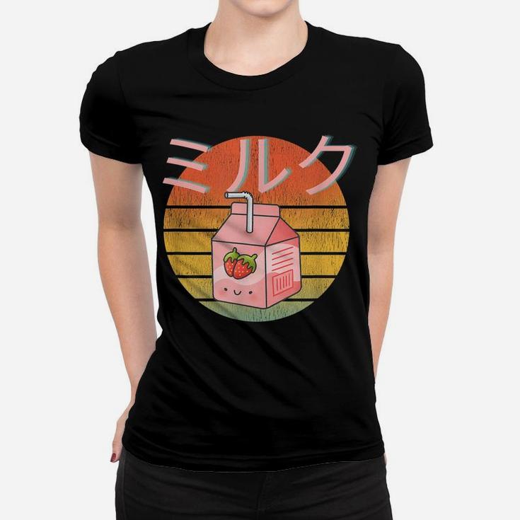 Retro 90S Japanese Kawaii Strawberry Milk Funny Shake Carton Women T-shirt