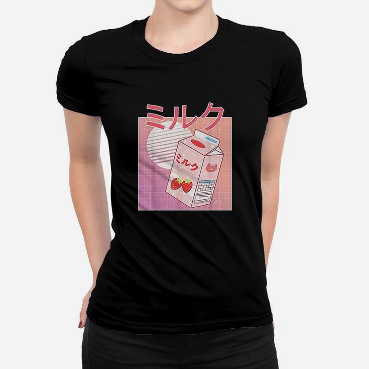 Retro 90S Japanese Strawberry Milk Aesthetic Kawaii Carton Women T-shirt