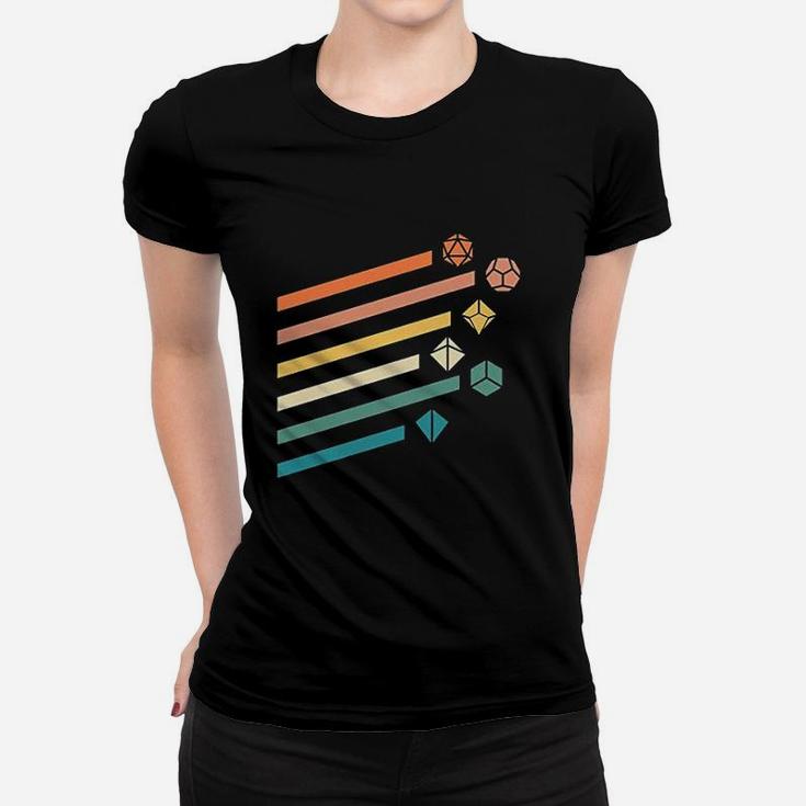 Retro Colors Minimalist Polyhedral Dice Set Nerdy Women T-shirt