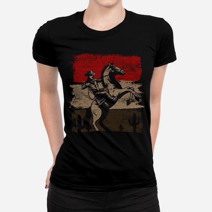 Retro Horse Riding Western Cowboy Women T-shirt